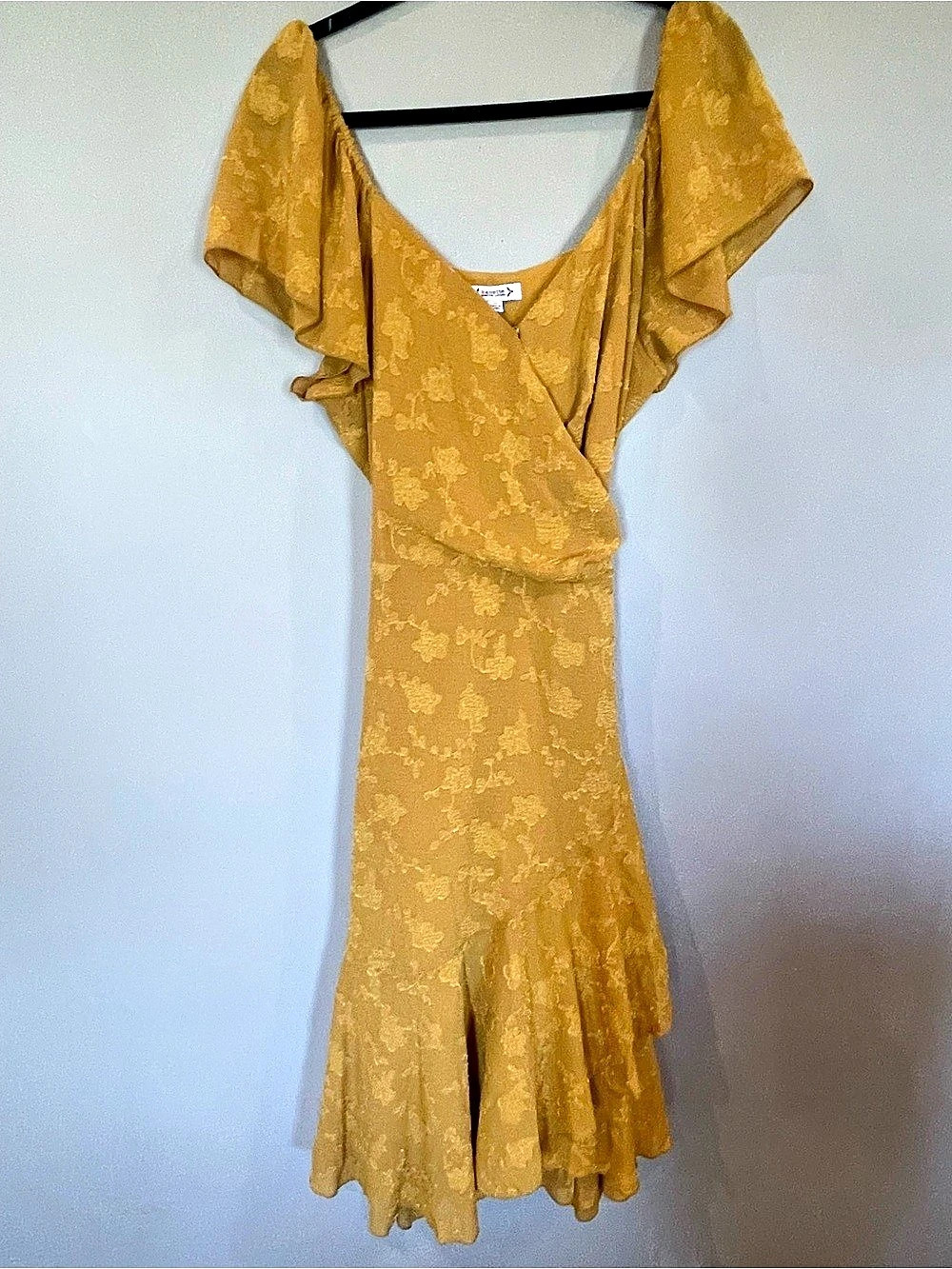 Vintage Nanette Lepore Floral Midi Dress in Mustard